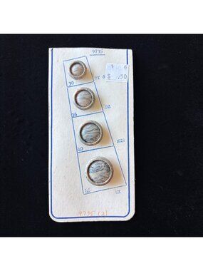 Vintage Button Card Faux Stone Swirl Graduated Sizes Mid Century 1950s NOS Grey